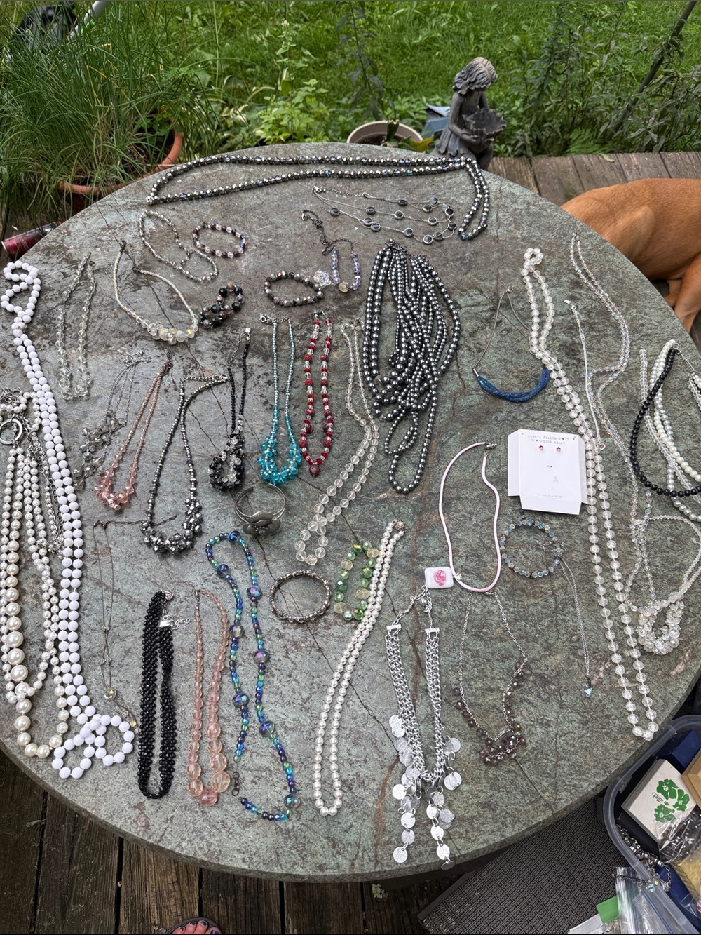 Massive jewelry lot. Necklaces, earrings, bracelets. Some vintage and art deco.
